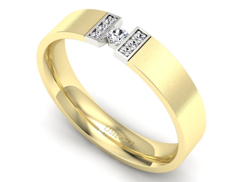 Obrączka z brylantami z żółtego i białego złota - p16744zbms - 3