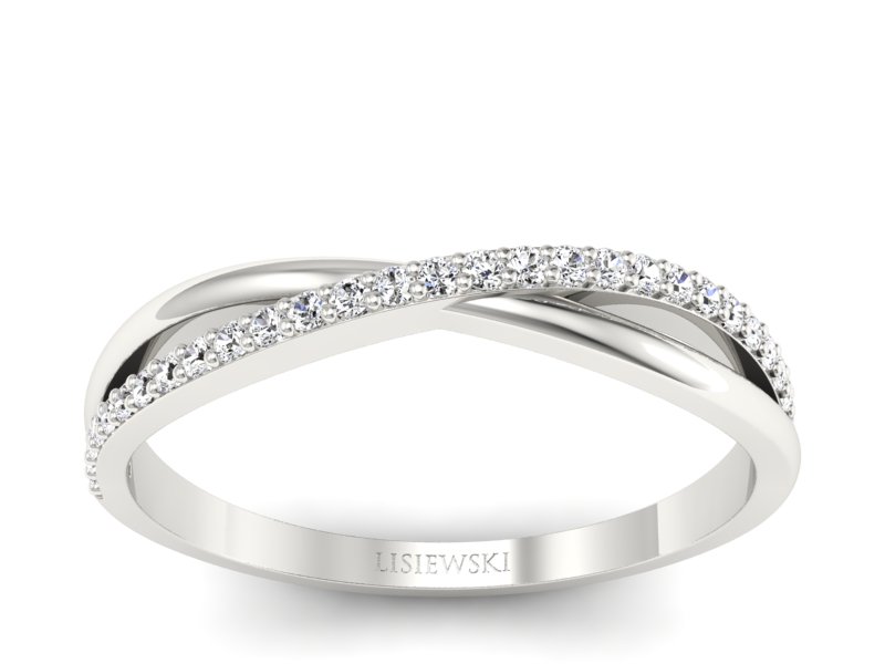 Złoty Pierścionek z brylantami białe złoto 585 - p16749b - 1