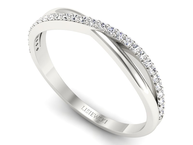 Złoty Pierścionek z brylantami białe złoto 585 - p16749b - 3