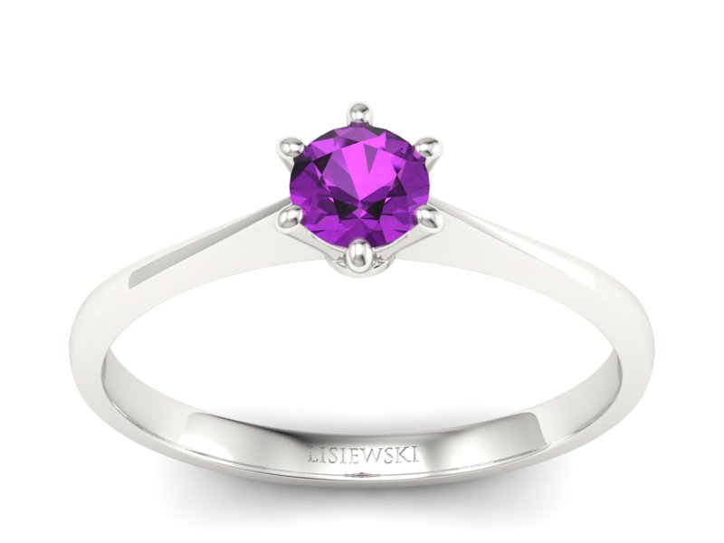 Pierścionek z ametystem w białym złocie piękno i magia - p16760bat - 1
