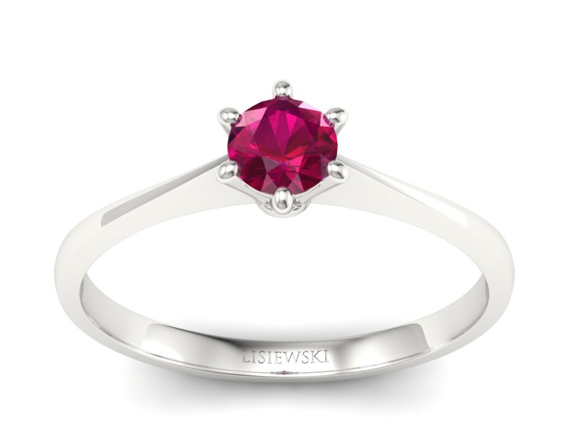 Pierścionek z rubinem w białym złocie luksus i pasja - p16760br - 1