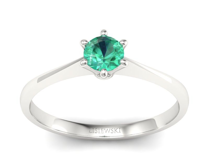 Pierścionek ze szmaragdem w białym złocie blask i urok - p16760bsm - 1