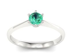 Pierścionek ze szmaragdem w białym złocie blask i urok - p16760bsm