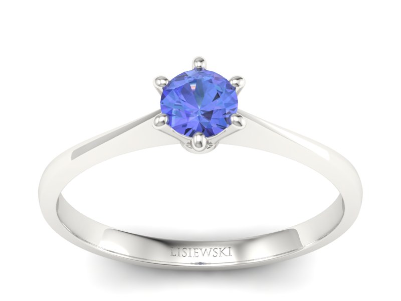 Złoty pierścionek z tanzanitem tęczowy blask dla niej - p16760bt - 1