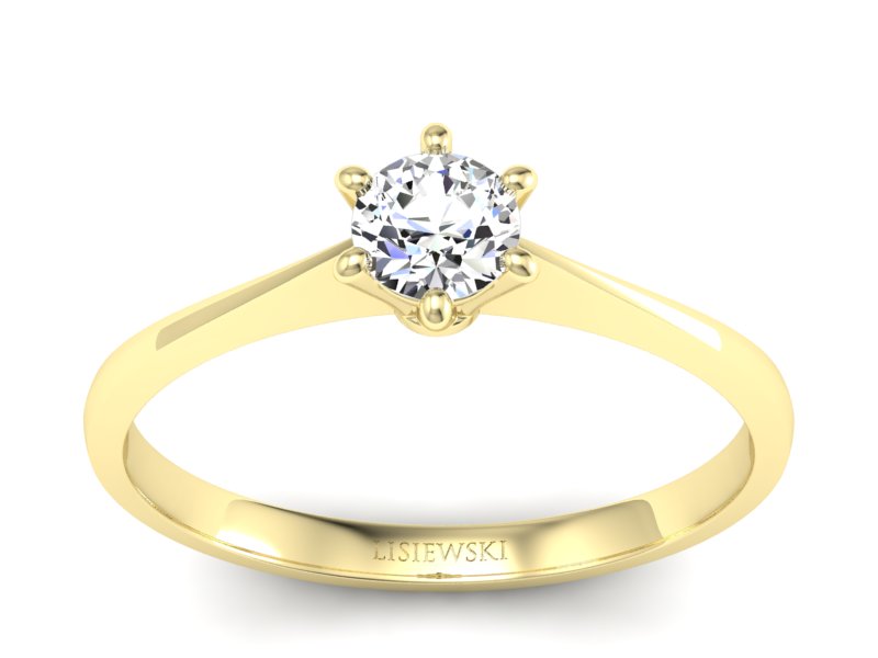 Złoty Pierścionek z brylantem żółte złoto 585 - p16760z - 1