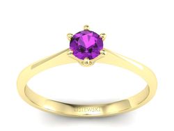 Złoty Pierścionek z ametystem żółte złoto 585 - p16760zat