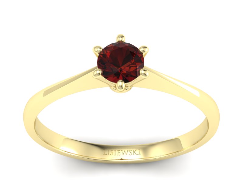 Złoty Pierścionek z granatem żółte złoto 585 - p16760zgr - 1