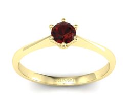 Złoty Pierścionek z granatem żółte złoto 585 - p16760zgr