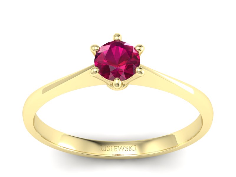 Złoty Pierścionek z rubinem żółte złoto próby 585 - p16760zr - 1