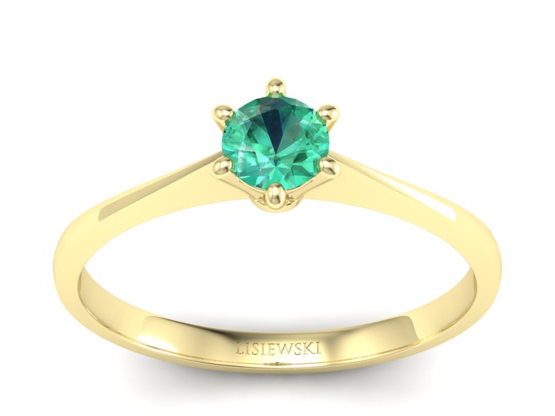 Złoty Pierścionek ze szmaragdem żółte złoto 585 - p16760zsm - 1
