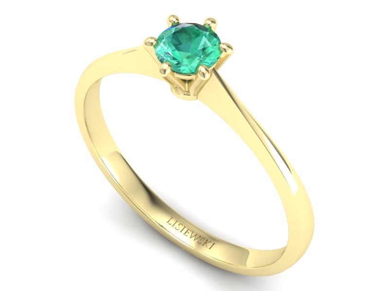 Złoty Pierścionek ze szmaragdem żółte złoto 585 - p16760zsm - 3