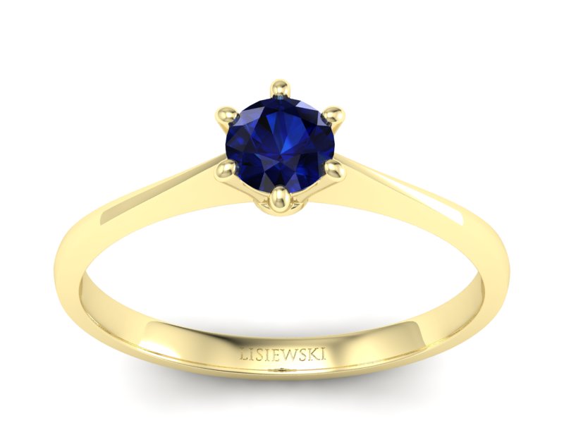 Złoty pierścionek z szafirem złoto próba 585 - p16760zsz - 1