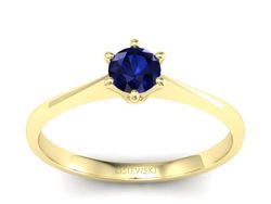 Złoty pierścionek z szafirem złoto próba 585 - p16760zsz