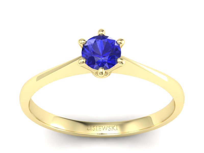 Złoty Pierścionek z szafirem żółte złoto szafir - p16760zszc - 1