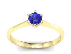 Złoty Pierścionek z szafirem żółte złoto szafir - p16760zszc