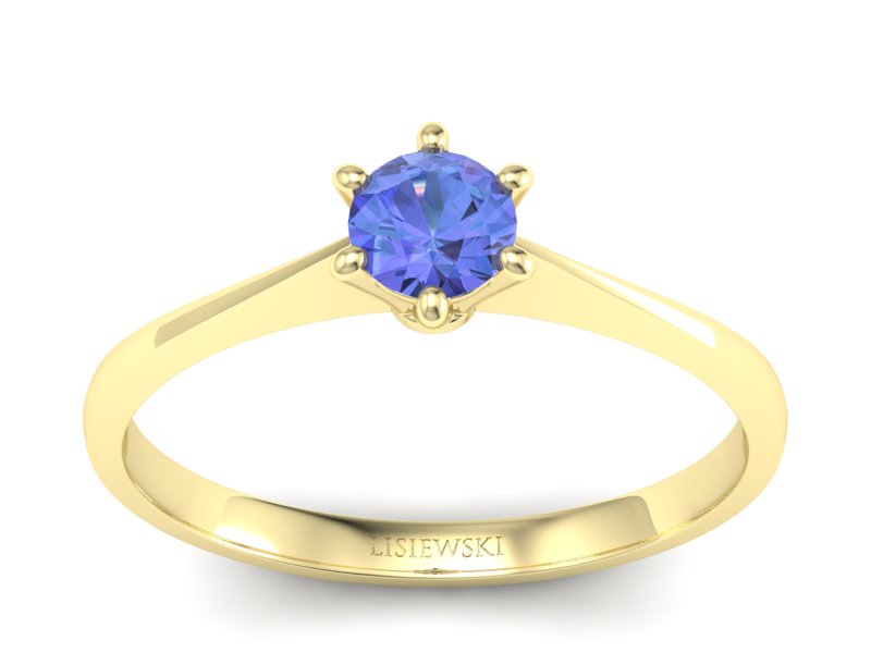 Złoty Pierścionek z tanzanitem żółte złoto 585 - p16760zt - 1