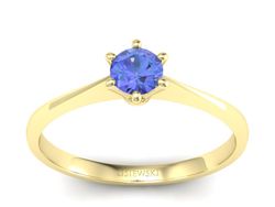 Złoty Pierścionek z tanzanitem żółte złoto 585 - p16760zt
