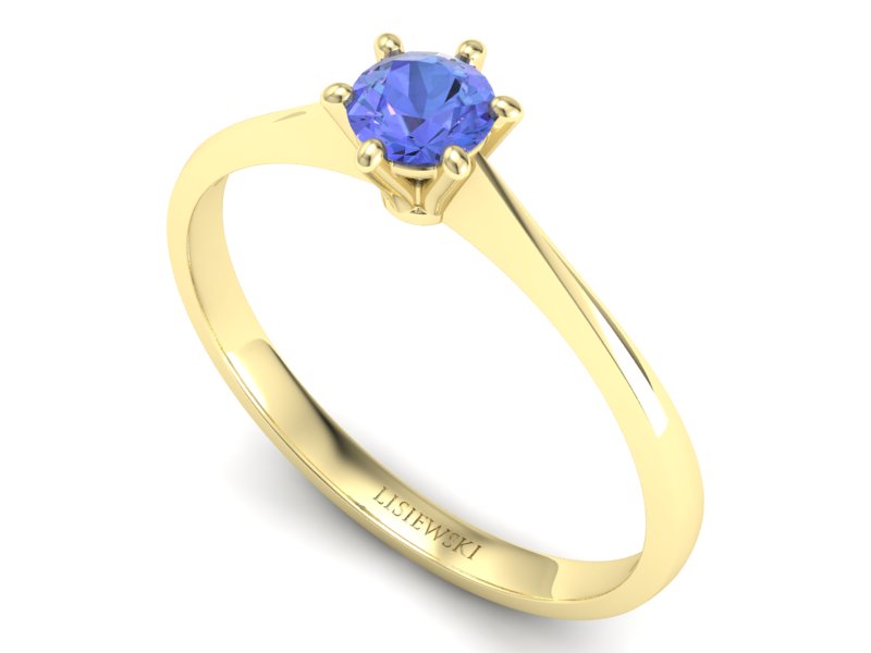 Złoty Pierścionek z tanzanitem żółte złoto 585 - p16760zt - 3