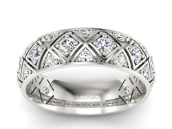 Pierscionek Obrączka z brylantami białe złoto 585 - p16770b