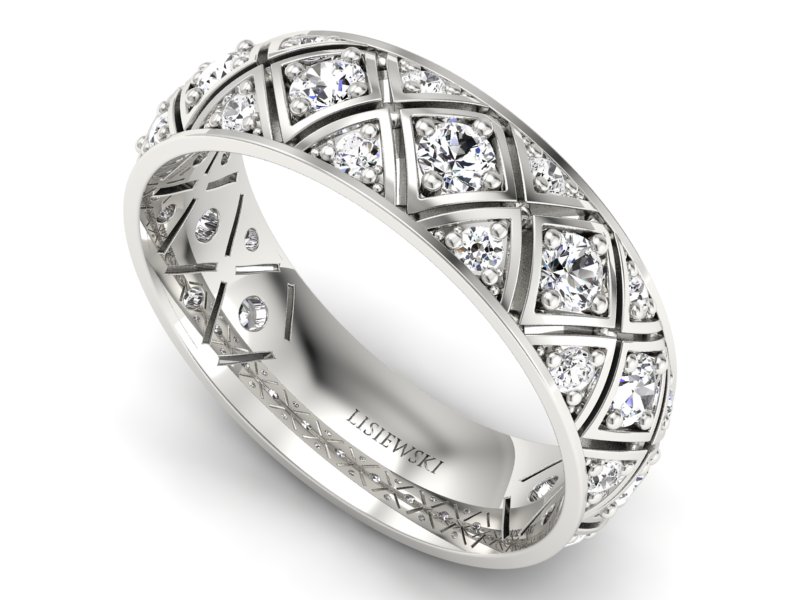 Pierscionek Obrączka z brylantami białe złoto 585 - p16770b - 3