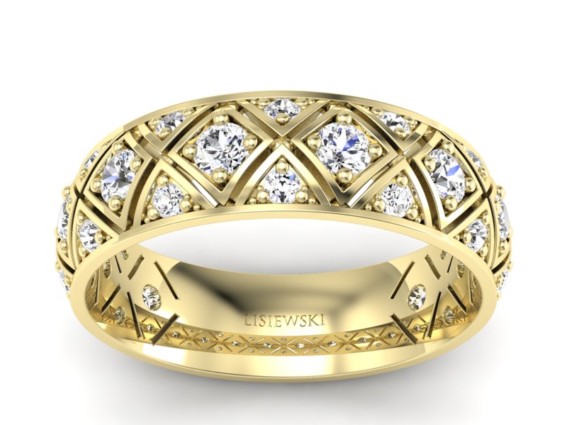 Obrączka z brylantami żółte złoto próba 585 - p16770z - 1