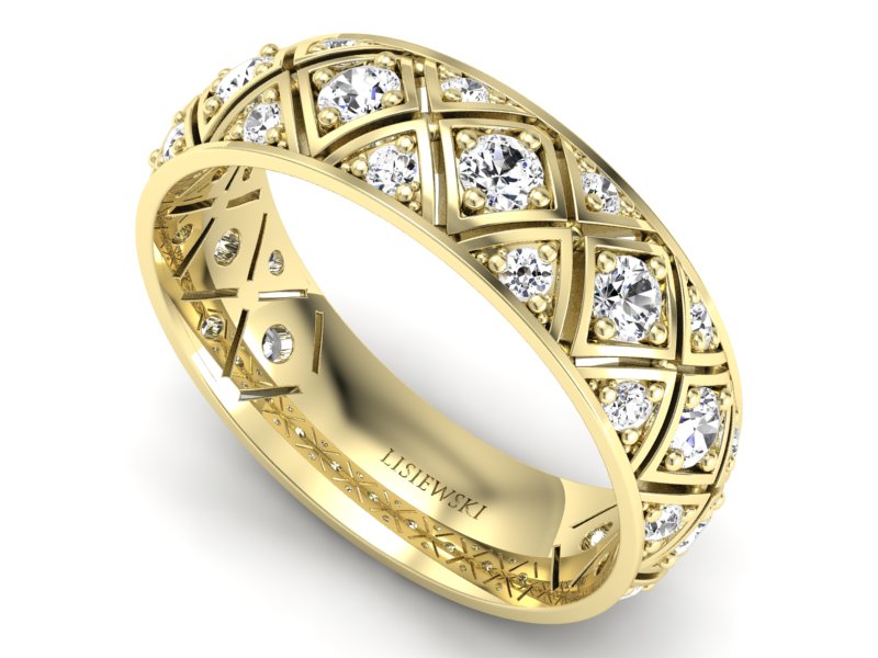 Obrączka z brylantami żółte złoto próba 585 - p16770z - 3