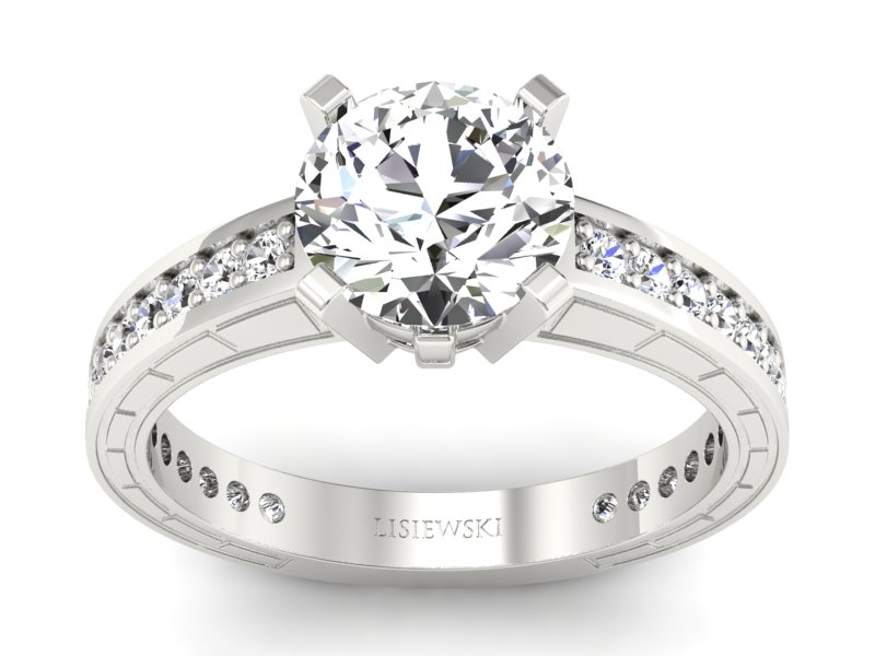 Złoty Pierścionek z brylantami białe złoto 585 - p16779b - 1