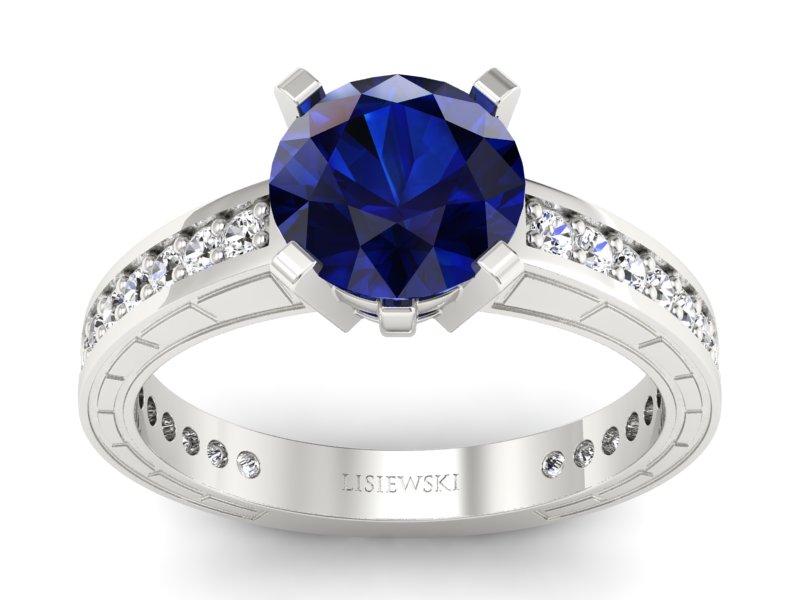 Pierścionek z szafirem i brylantami złoto 585 - p16779bsz - 1