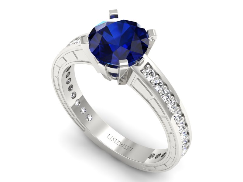 Pierścionek z szafirem i brylantami złoto 585 - p16779bsz - 3