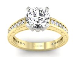 Pierścionek z brylantami żółte białe złoto 585 - p16779zb