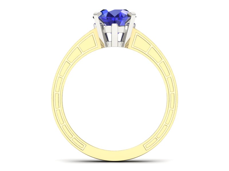 Złoty Pierścionek z szafirem i diamentami - p16779zbszc - 2