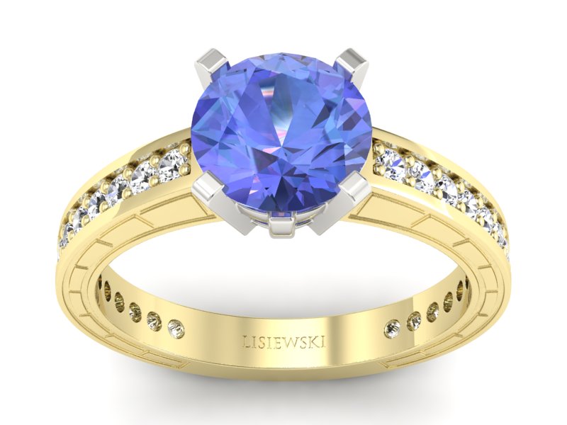 Pierścionek z tanzanitem i brylantami złoto 585 - p16779zbt - 1