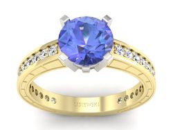 Pierścionek z tanzanitem i brylantami złoto 585 - p16779zbt