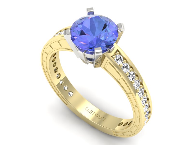 Pierścionek z tanzanitem i brylantami złoto 585 - p16779zbt - 3