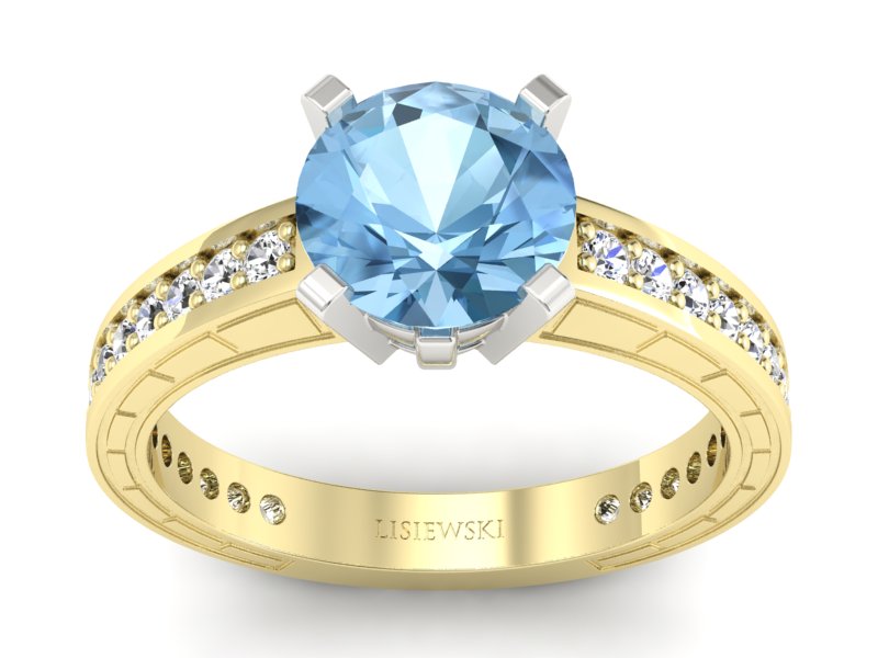 Pierścionek z topazem i brylantami złoto 585 - p16779zbtp - 1