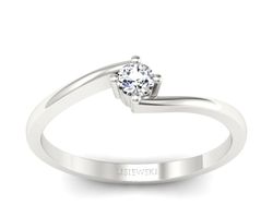 Złoty Pierścionek z brylantem białe złoto 585 - p16780b