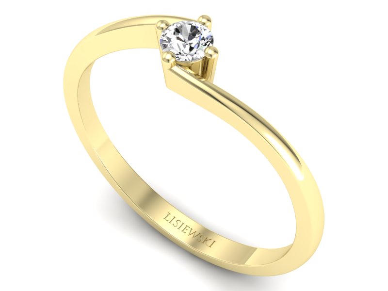 Złoty Pierścionek z brylantem żółte złoto 585 - p16780z - 3