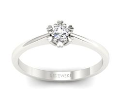 Złoty Pierścionek z brylantem białe złoto 585 - p16781b