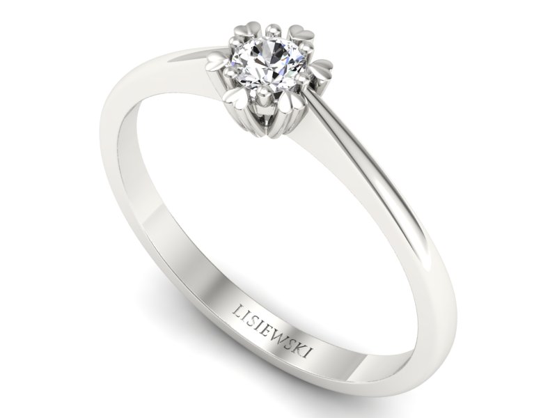 Złoty Pierścionek z brylantem białe złoto 585 - p16781b - 3