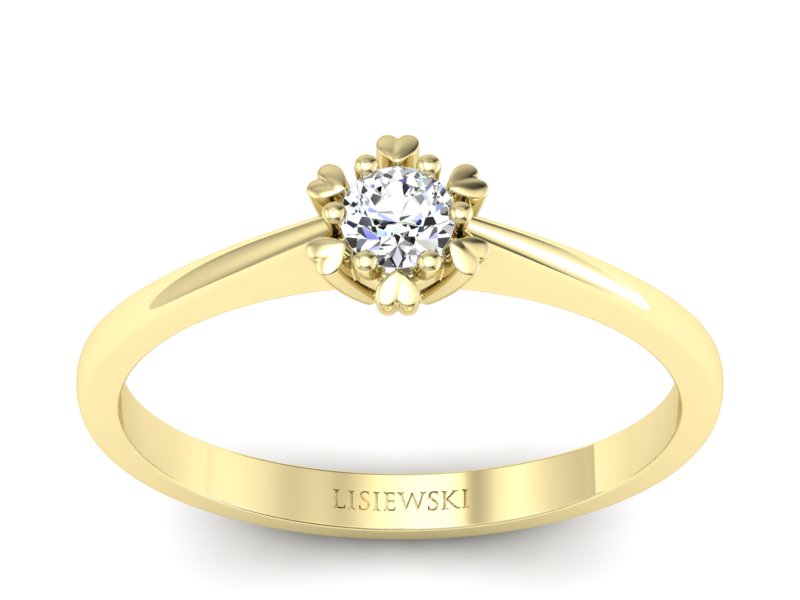 Złoty Pierścionek z brylantem żółte złoto 585 - p16781z - 1