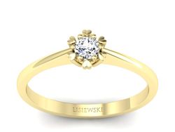 Złoty Pierścionek z brylantem żółte złoto 585 - p16781z