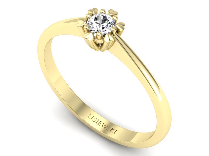 Złoty Pierścionek z brylantem żółte złoto 585 - p16781z - 3