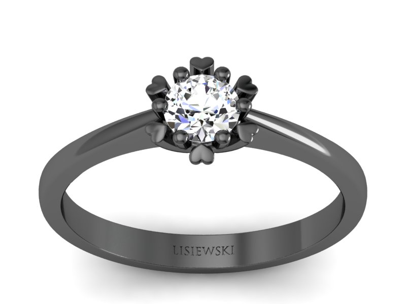 Pierścionek zaręczynowy z diamentem czarne złoto - p16782cz - 1