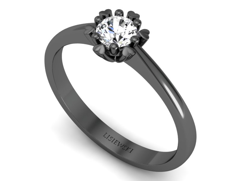 Pierścionek zaręczynowy z diamentem czarne złoto - p16782cz - 3