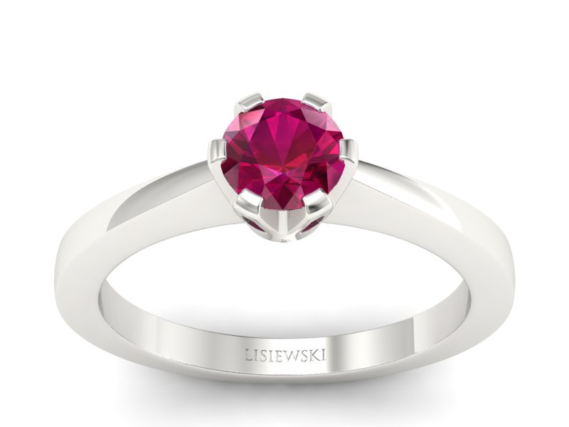 Wyjątkowy złoty pierścionek z rubinem białe złoto 585 - p16783br - 1