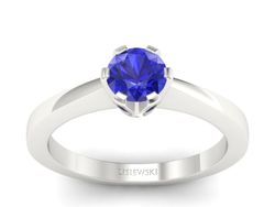Pierścionek z szafirem brylantowy szlif białe złoto - p16783bszc