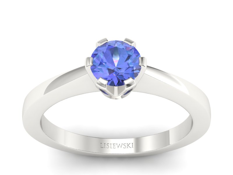 Pierścionek z tanzanitem brylantowy szlif białe złoto - p16783bt - 1