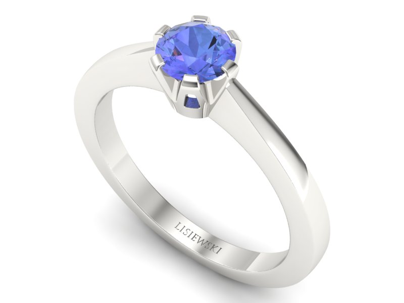 Pierścionek z tanzanitem brylantowy szlif białe złoto - p16783bt - 3
