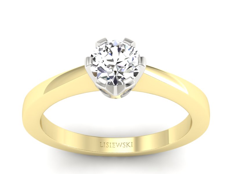 Pierścionek z brylantem z żółtego i białego złota - p16783zb - 1