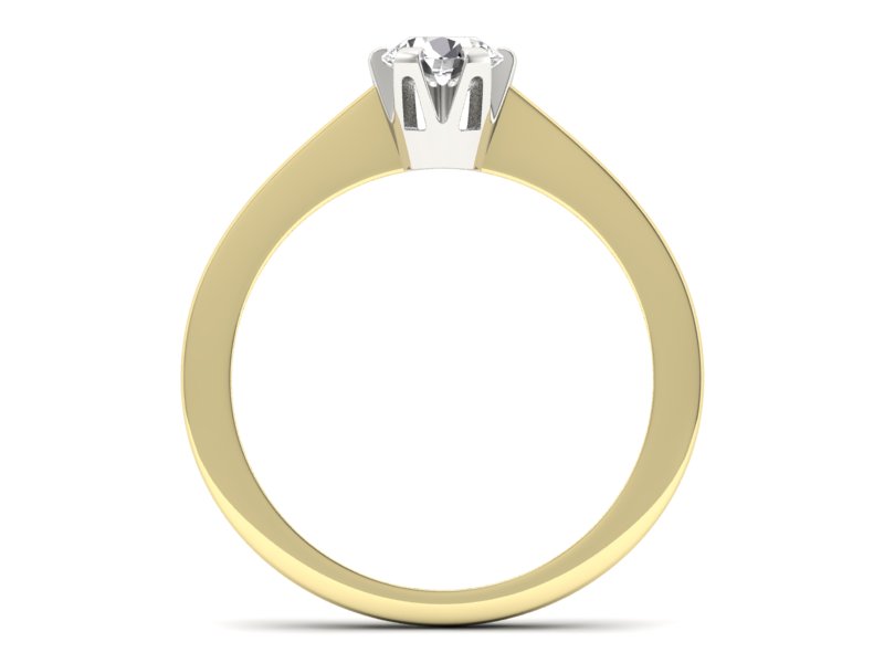 Pierścionek z brylantem z żółtego i białego złota - p16783zb - 2